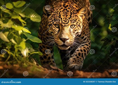 A Jaguar Prowling through the Amazon Rainforest. Fierce Jaguars Prowling through the Dense ...