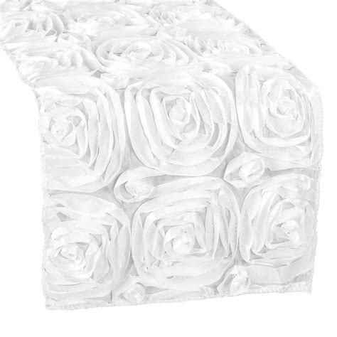 Wedding Rosette SATIN Table Runner - White– CV Linens