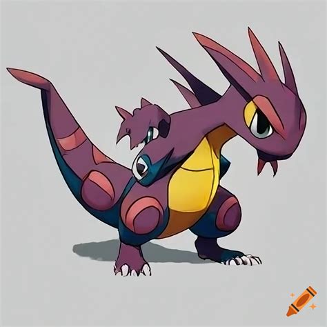 Grass-type dragon-like pokemon merging with a mushroom on Craiyon