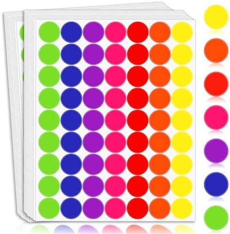 Pack of 1575 1-inch Colored Dots Sticker Round Color Coding Labels ...