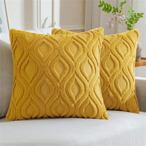Amazon.com: MIULEE Mustard Yellow Throw Pillow Covers 16x16 Inch, Soft ...