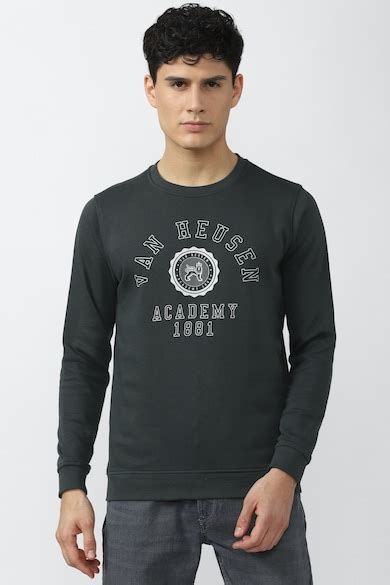 Buy Men Green Graphic Print Crew Neck Sweatshirt Online - 749651 | Van ...