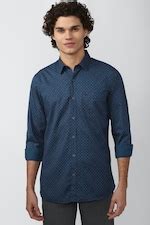 Buy Men Blue Slim Fit Print Full Sleeves Casual Shirt Online - 800583 ...