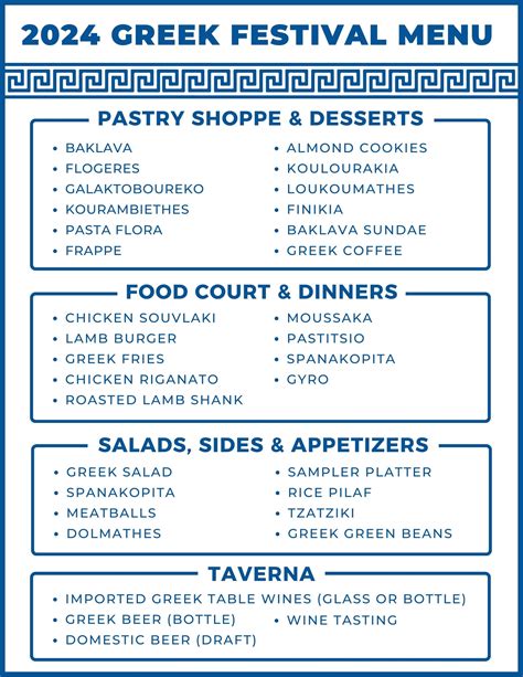 Raleigh Greek Festival Menu | Great Greek Food and Pastries!