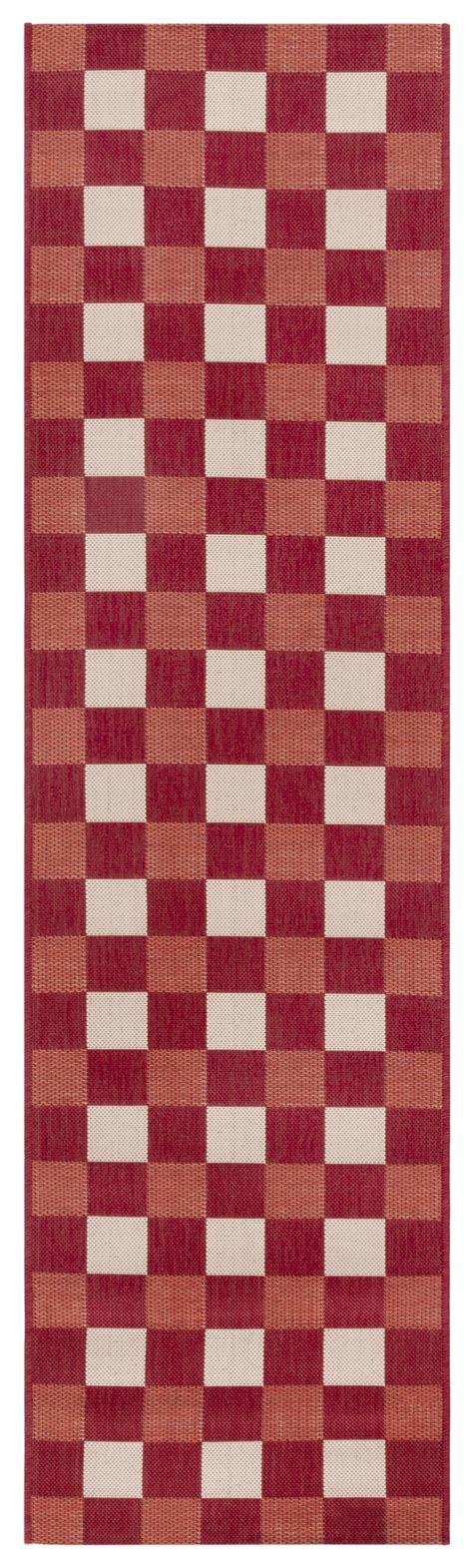 SAFAVIEH Courtyard Caitriona Checkered Indoor/Outdoor Runner Rug, Red ...