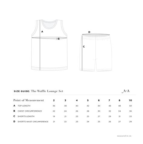 Size Chart: Waffle Lounge Set – Alice + Ames