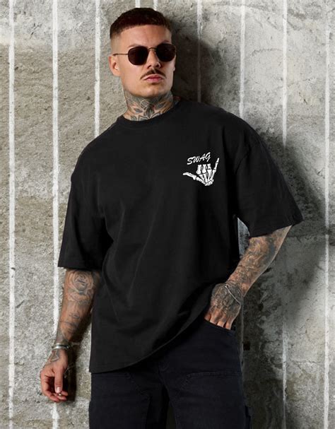 Swag Black Oversized Pocket Graphic Printed Tshirt – Veirdo