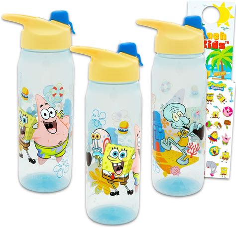 SpongeBob SquarePants Spongebob Water Bottles 3 Pack - Bundle with 3 ...
