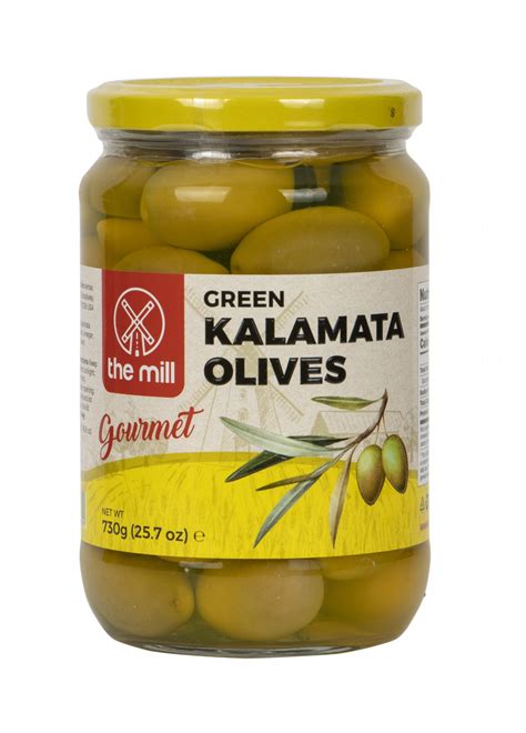 The Mill Gourmet Green Kalamata Olives 730 g Glass Jar