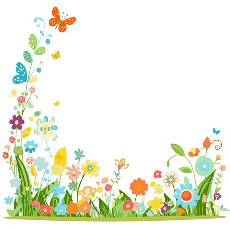 Springtime Border Clipart Cute Flower Border Design Vector Cartoon ...