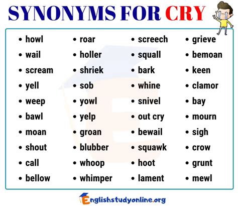 Another Word for Cry: 40 Popular Synonyms for CRY with Examples ...