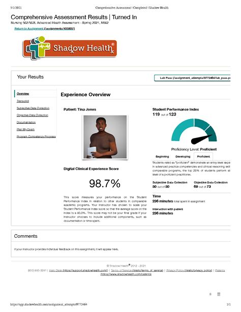 SOLUTION: Comprehensive assessment all shadow health pdf - Studypool