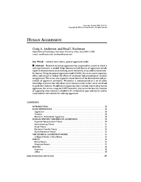 General aggression model - Annu. Rev. Psychol. 2002. 53:27– Copyright c ...