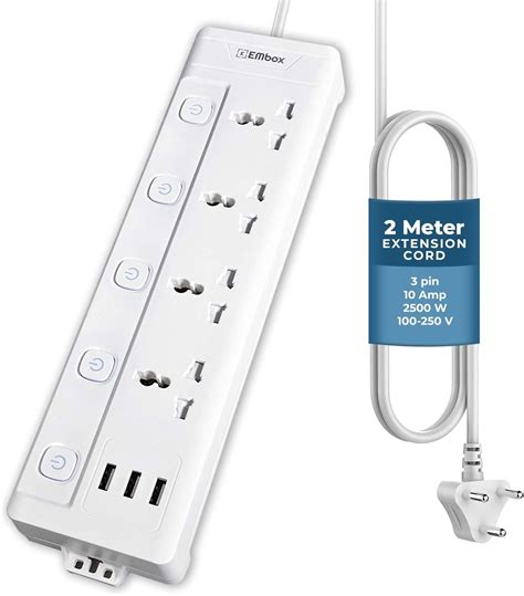 Cablet 240 Volts 6 Way Extension Board - 6 Universal Socket + 6 Switch ...
