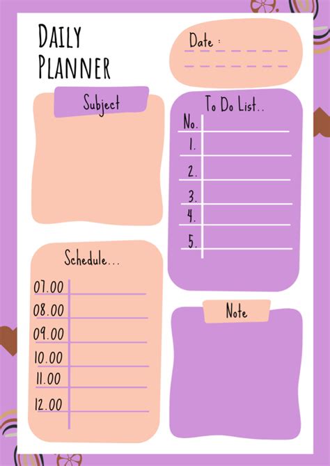 School Daily Timetable in Purple Online Planner & Notepad Template ...