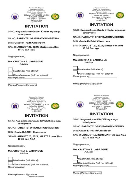 Letter for Parents Meeting 的图像结果