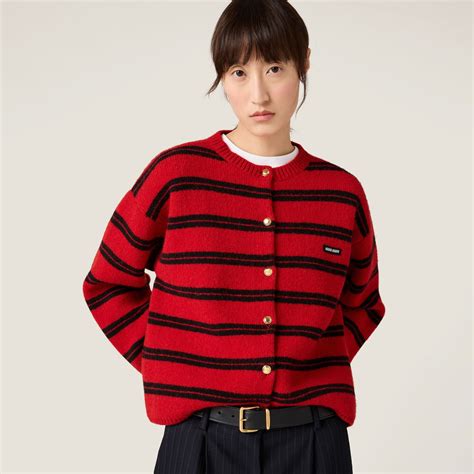 Red/black Shetland Knit Cardigan | Miu Miu | Cardigan, How to wear ...