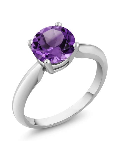 Gem Stone King 1.10 Ct Round Purple Amethyst 925 Sterling Silver Ring ...