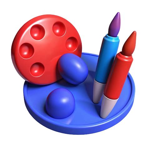 A red crayon with a blue ball and red crayons | Premium PSD