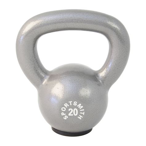 20 Lb. Kettlebell with Rubber Base, Cast Iron, Gray - Sportsmith