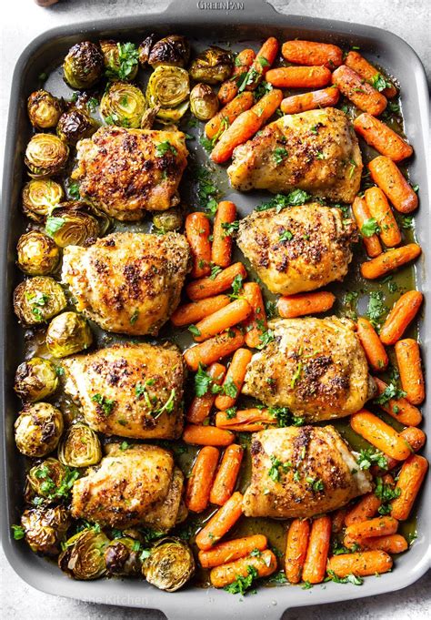 Sheet Pan Chicken Thighs with Vegetables | Recipe | Pan chicken thighs ...