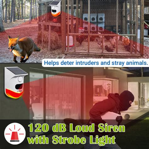 IFITech Wi-Fi Solar Motion Sensor Alarm | 120dB Siren + Strobe Light ...