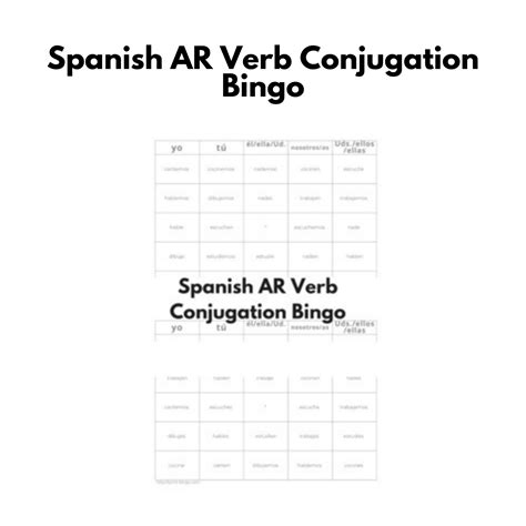 Spanish AR Verb Conjugation Bingo - Real Life Language