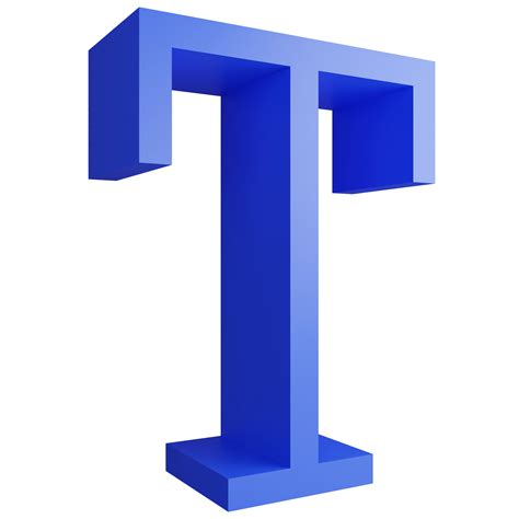 Alphabet T side view icon isolated on transparent background, 3D render ...