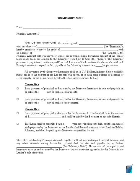 Image result for Bank Promissory Note
