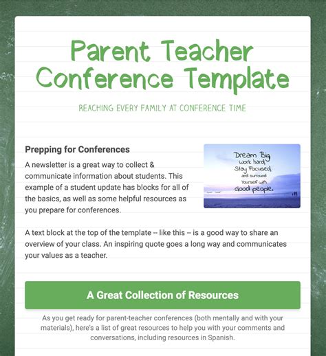 Parent Teacher Conference Template - Smore