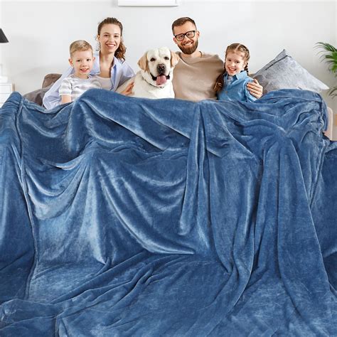 Queen Size Fleece Blanket for Bed Royal Blue 370GSM Super Soft Extra ...