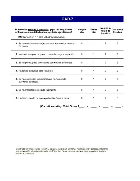 Test de Ansiedad Generalizada GAD7: Evaluación de Síntomas - Studocu