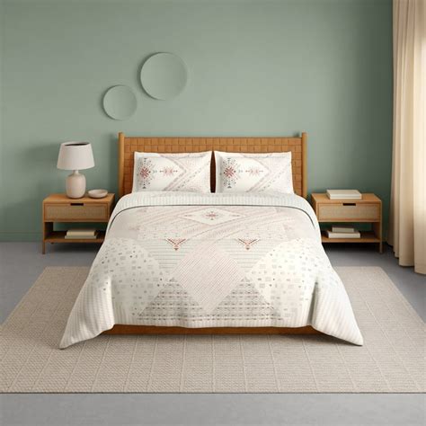 Buy SPACES Innovations Cotton 210TC Geometric Print 3Pcs Super King ...