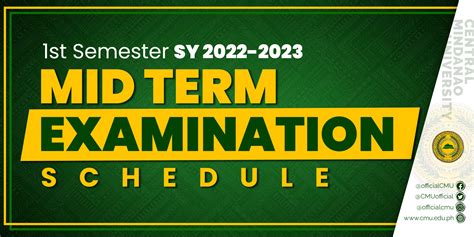 Midterm Examination Schedule, 1st Semester S.Y. 2022-2023 - Central ...