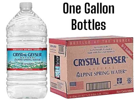 1 gallon Crystal Geyser Alpine Spring water bottles.