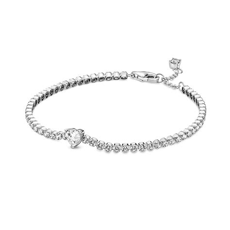 Pandora Clear Sparkling Heart CZ Tennis Bracelet | 20 cm (7.9 inches ...
