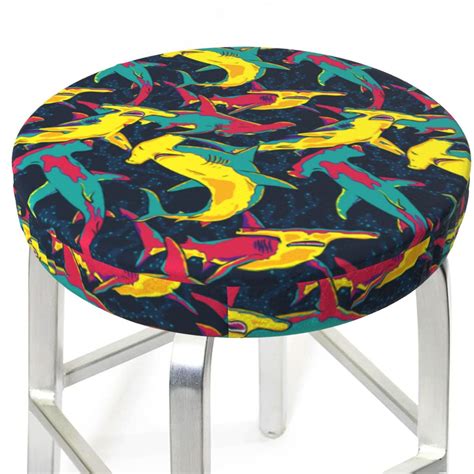 Bar Stool Covers Round, Colorful Sharks Bar Stool Cushion Covers Seat ...