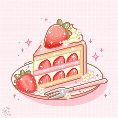 Kawaii Strawberry Shortcake Art | Cute drawings, Cute food drawings ...