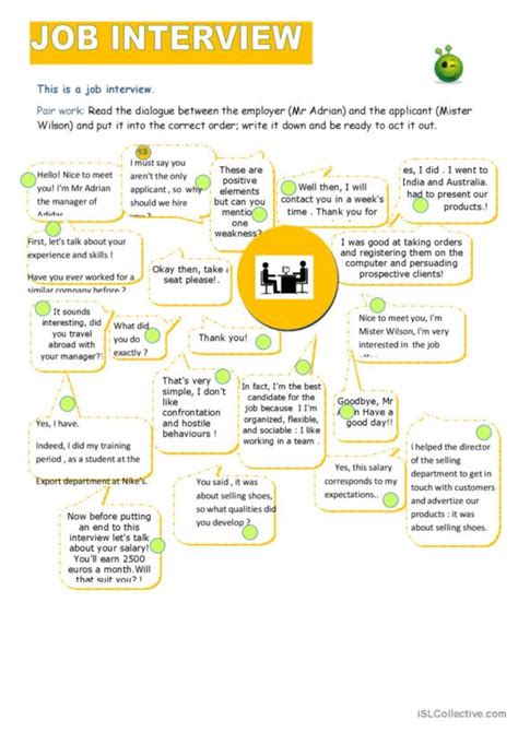 ESL Job Interview Worksheets 的图像结果