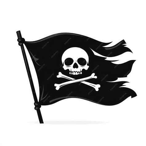 Waving Pirate flag of skull and crossbones vector silhouette black | Premium AI-generated vector