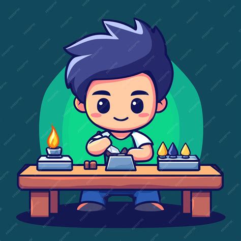 Cute player refining abilities cartoon vector | Premium AI-generated vector