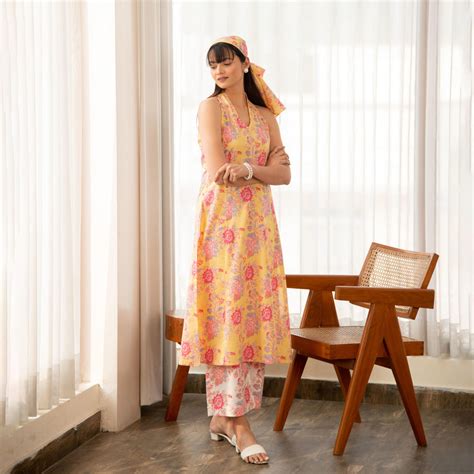 Butter Yellow Floral Print Co-Ord Set – Ekohum