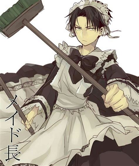 Levi wearing a maid outfit 