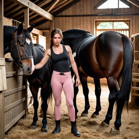 Teen Lara Croft in her stable with her horses. by Aria360 on DeviantArt