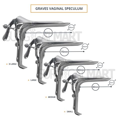 4 Pcs Graves Vaginal Speculum Small, Medium, Large & X-Large