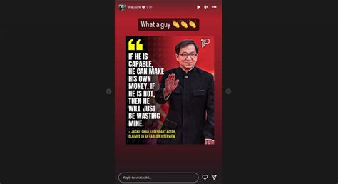 “What a guy” – Virat Kohli shares words of wisdom from Jackie Chan ...