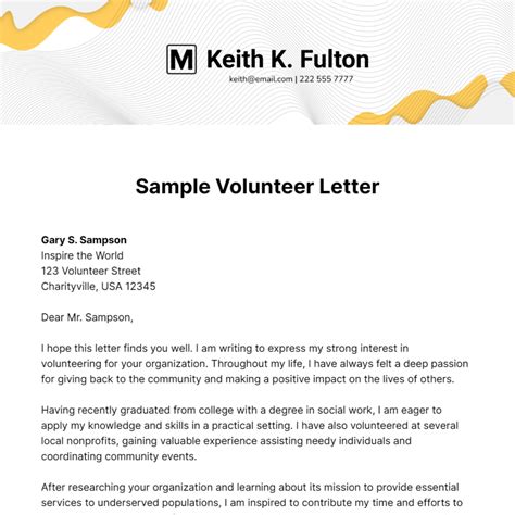 Volunteer Letter Sample Template | Template Samples - do it voluntary work