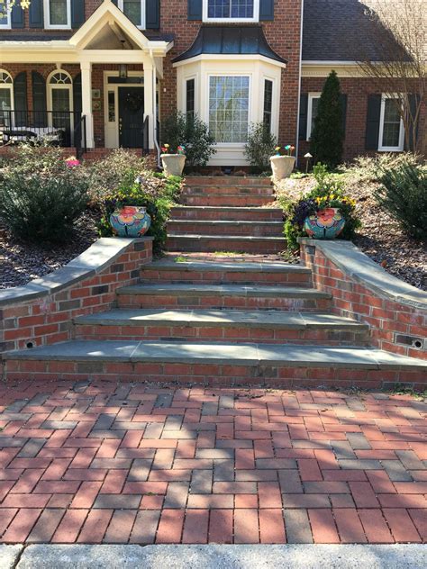 Exterior makeover with clay paver walkways, steps and drives Front Yard ...