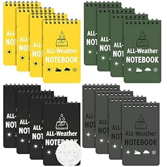 Woanger 16 Pcs All Weather Notepad 3 x 5 Inch Waterproof Notebooks ...