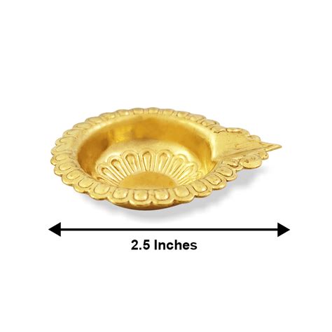 Flower Design Light Brass Diya set of 2 from india